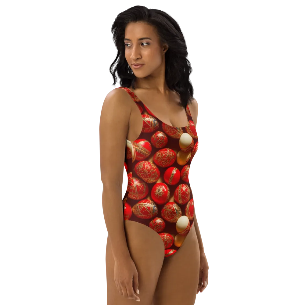 Gilded Bauble on One-Piece Swimsuit — Right