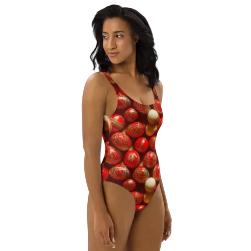 Gilded Bauble on a One-Piece Swimsuit