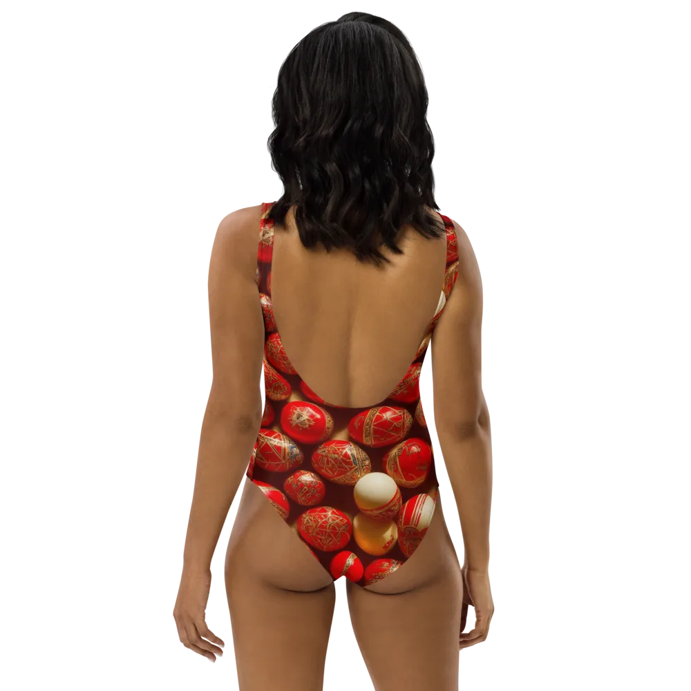 Gilded Bauble on One-Piece Swimsuit — Back