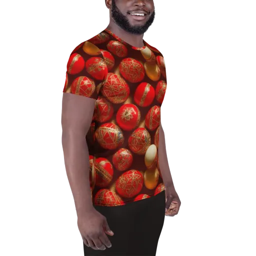 Gilded Bauble on a Men's Athletic T-Shirt