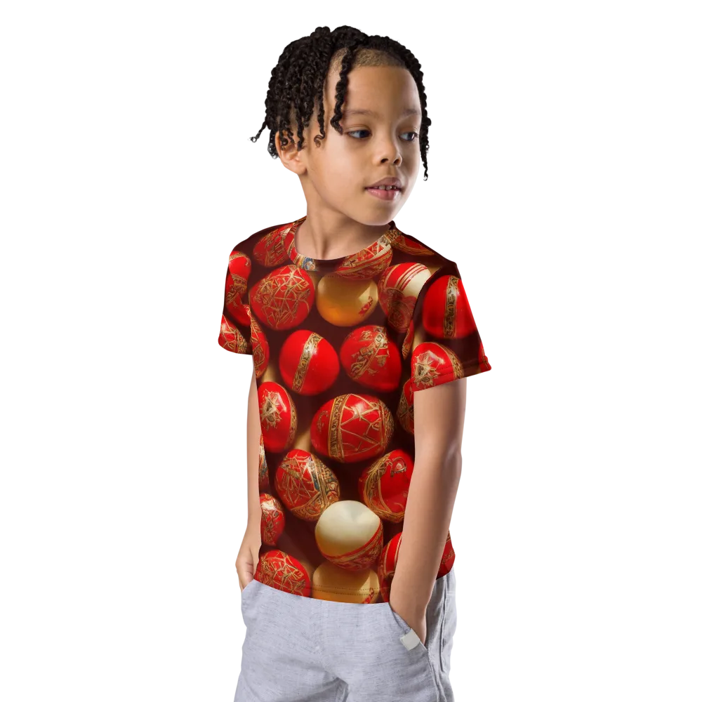 Gilded Bauble on Kids Crew Neck T-Shirt — Left Front