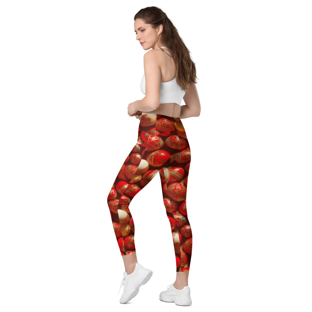 Gilded Bauble on Leggings with Pockets — Left Back