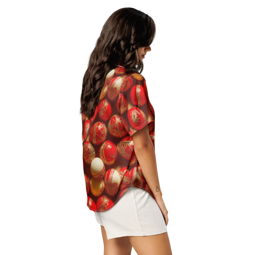 Gilded Bauble on Women's Short Sleeve Pajama Top — Right Back