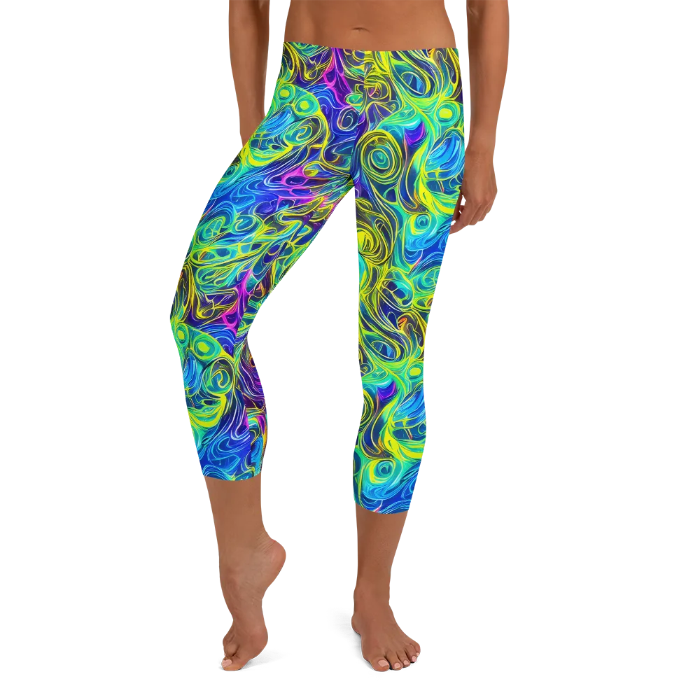 Kaleidoscope Rapture on Capri Leggings — Front