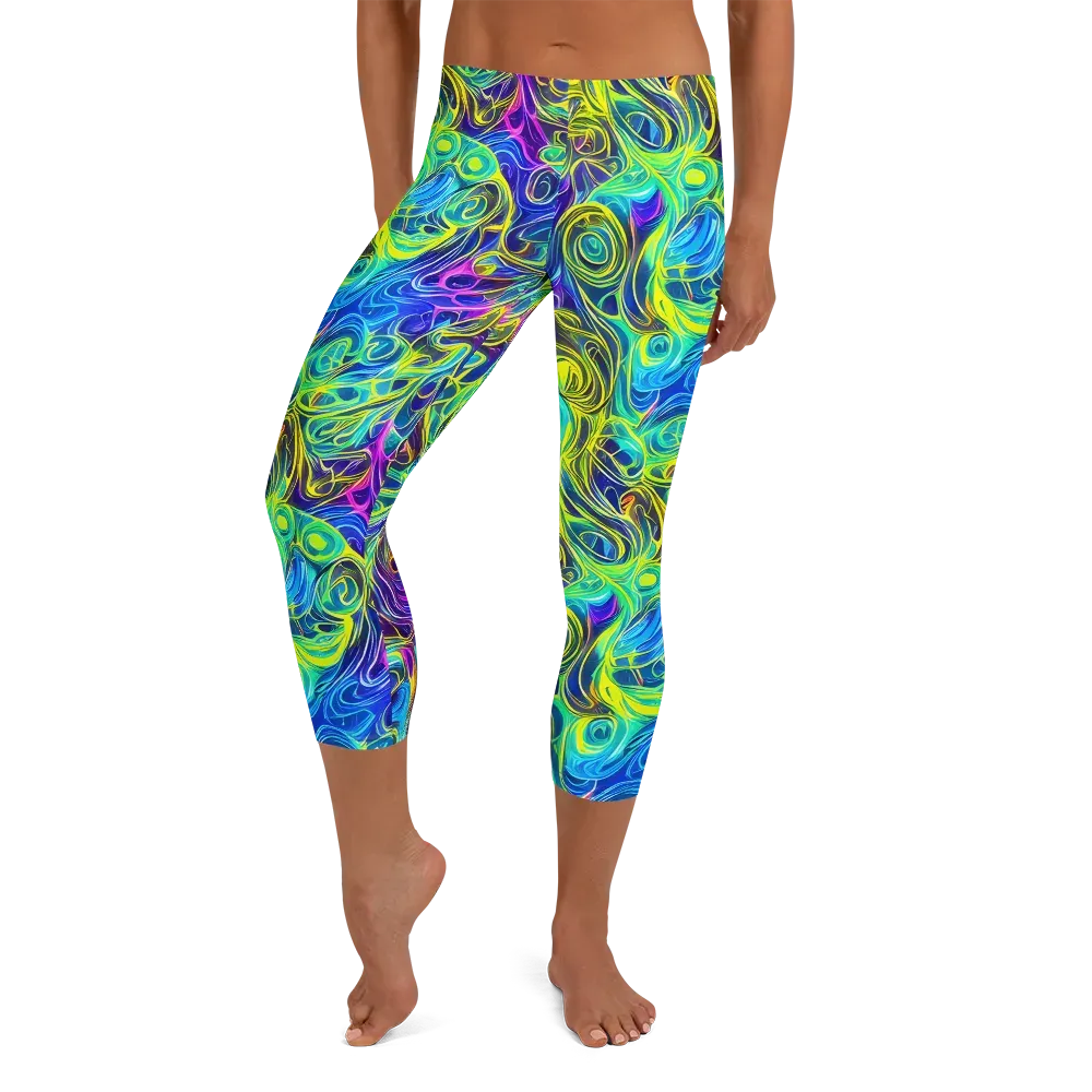 Kaleidoscope Rapture on Capri Leggings — Front