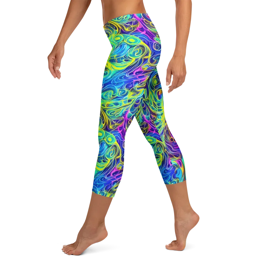 Kaleidoscope Rapture on Capri Leggings — Left