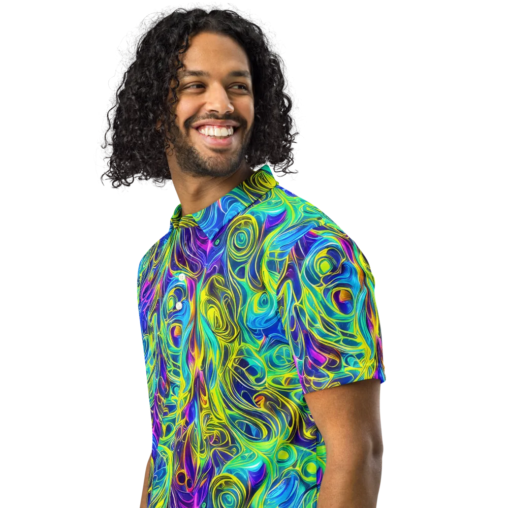 Kaleidoscope Rapture on Men's Slim Fit Polo Shirt — Left Front