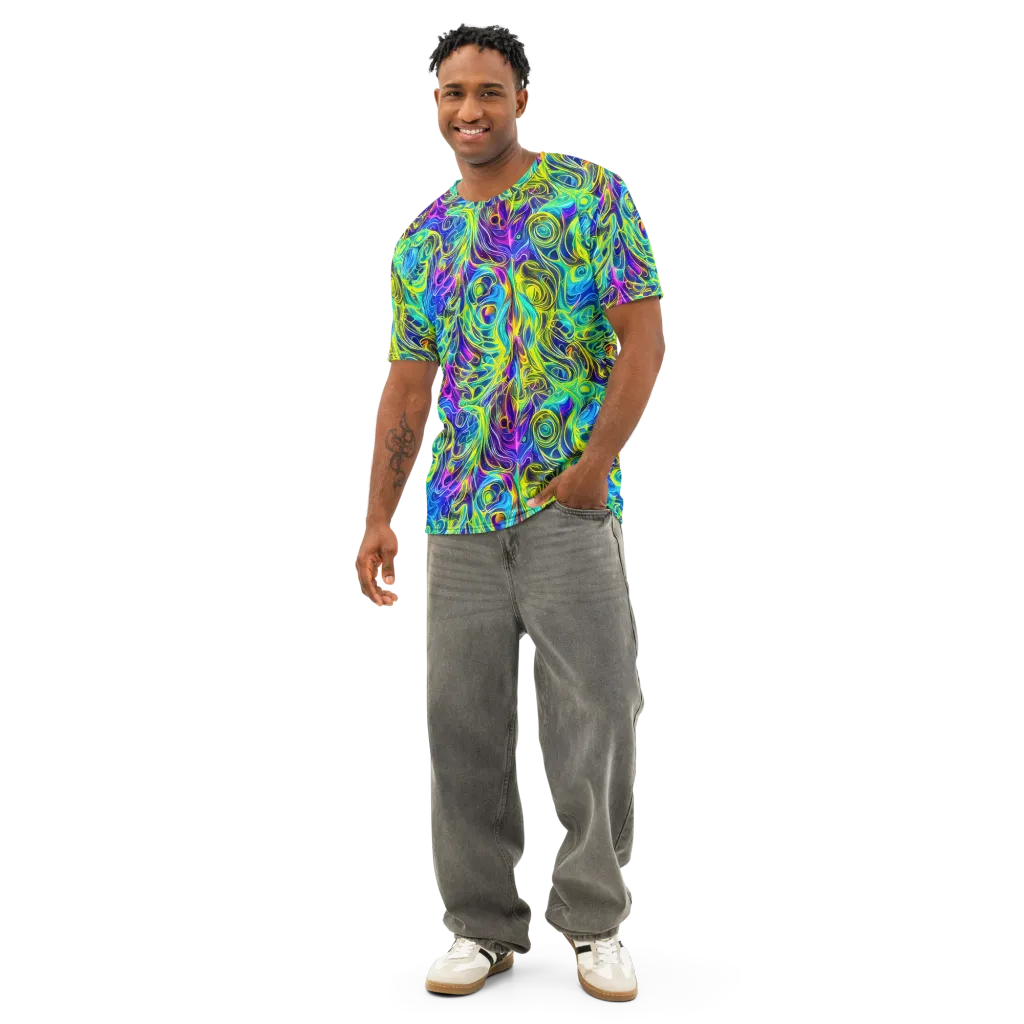 Kaleidoscope Rapture on Men's Cotton Crew Neck T-Shirt — Front