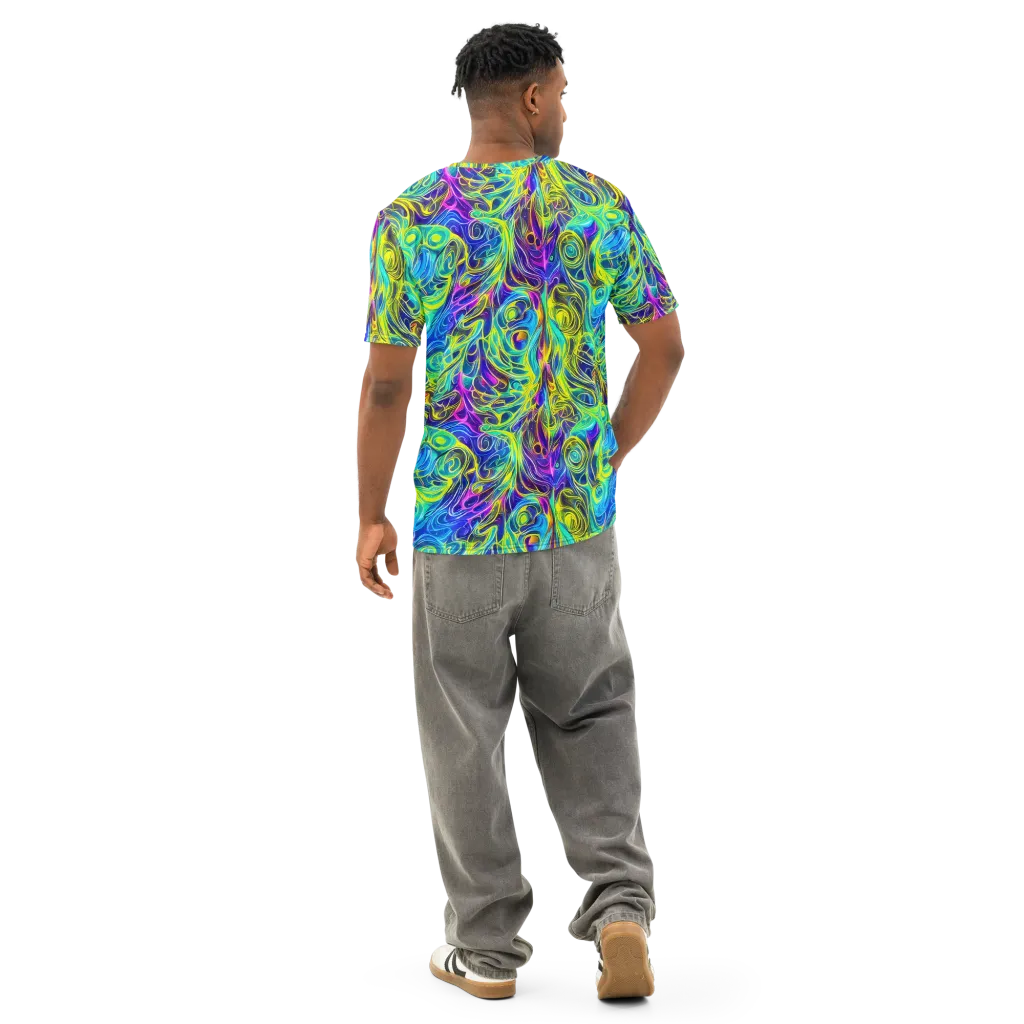 Kaleidoscope Rapture on Men's Cotton Crew Neck T-Shirt — Back