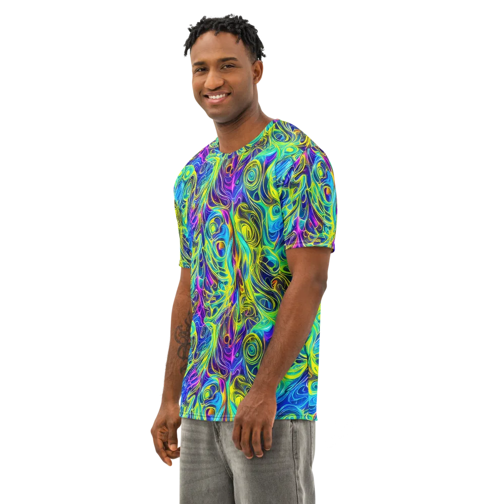 Kaleidoscope Rapture on Men's Cotton Crew Neck T-Shirt — Left Front
