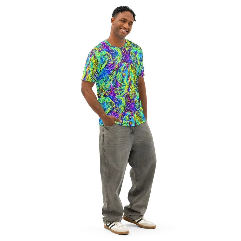 Kaleidoscope Rapture on Men's Cotton Crew Neck T-Shirt — Right Front