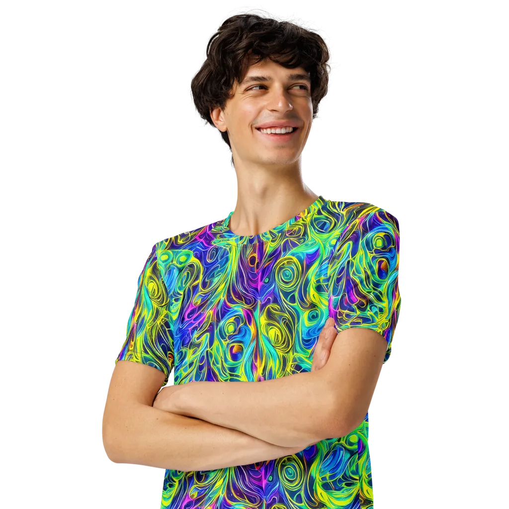 Kaleidoscope Rapture on Men's Crew Neck T-Shirt — Left Front