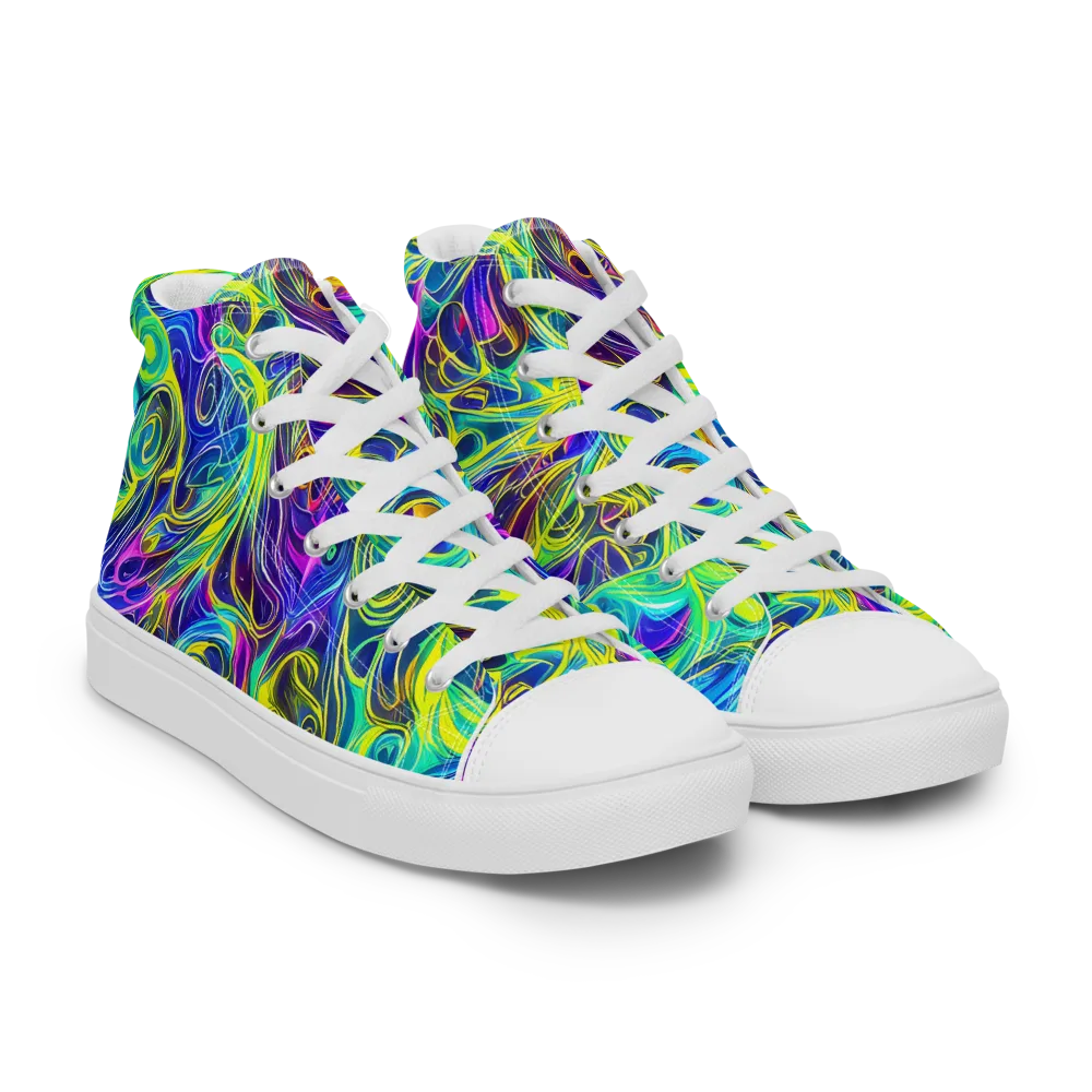 Kaleidoscope Rapture on Men's High Top Canvas Shoes — Right Front