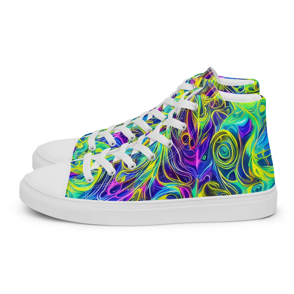 Kaleidoscope Rapture on Men's High Top Canvas Shoes — Left