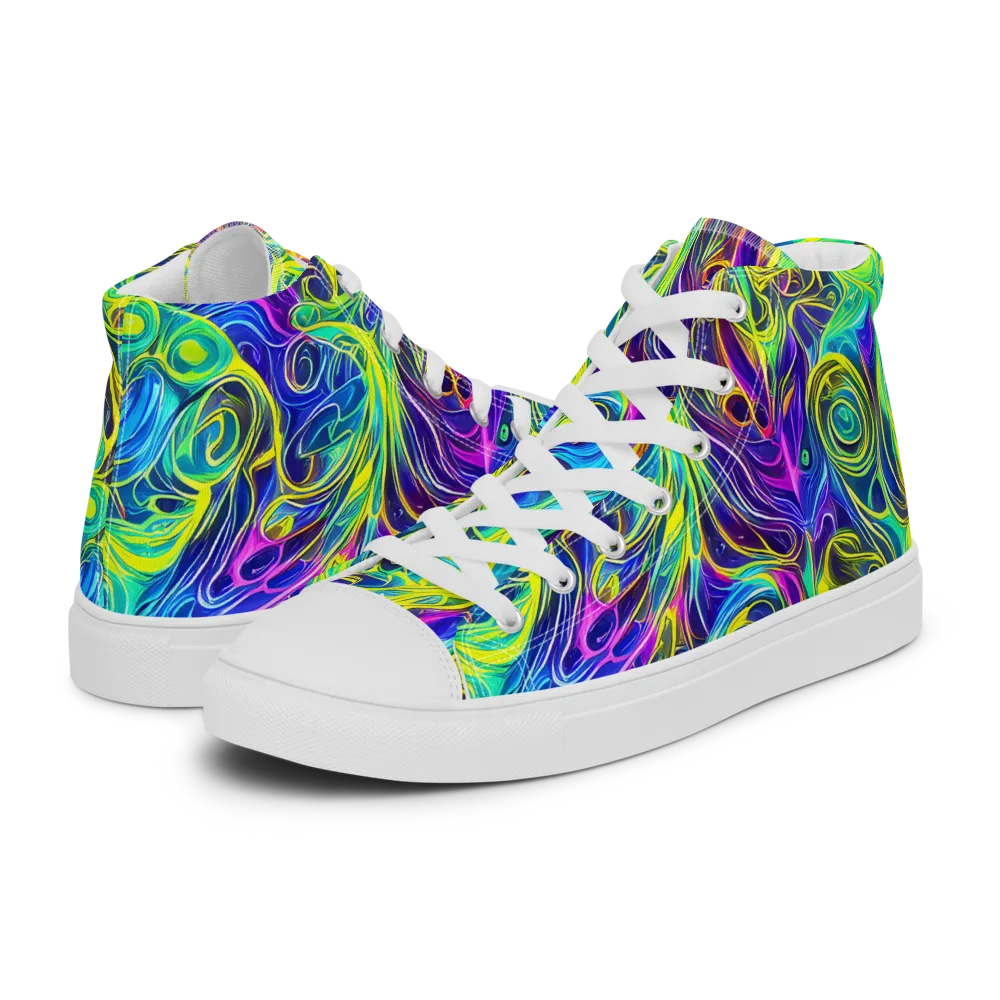 Kaleidoscope Rapture on Men's High Top Canvas Shoes — Left