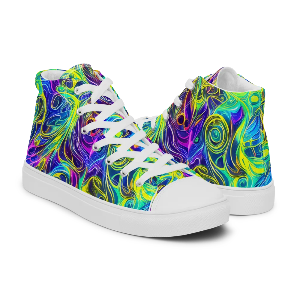 Kaleidoscope Rapture on Men's High Top Canvas Shoes — Right