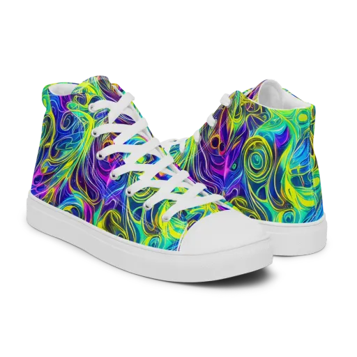 Kaleidoscope Rapture on a Men's High Top Canvas Shoes