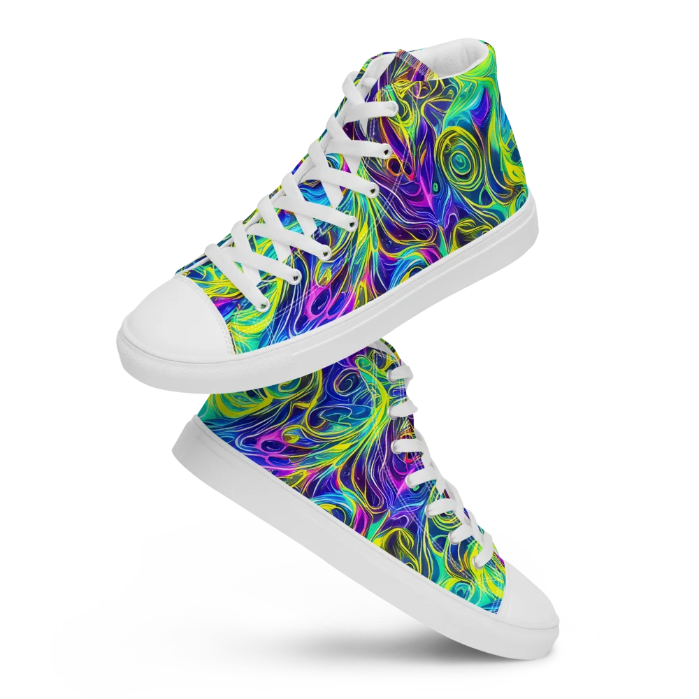 Kaleidoscope Rapture on Men's High Top Canvas Shoes — Front