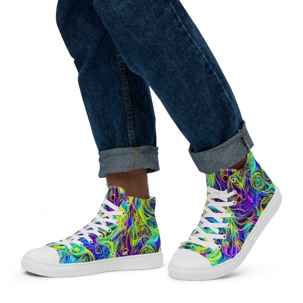 Kaleidoscope Rapture on Men's High Top Canvas Shoes — Left