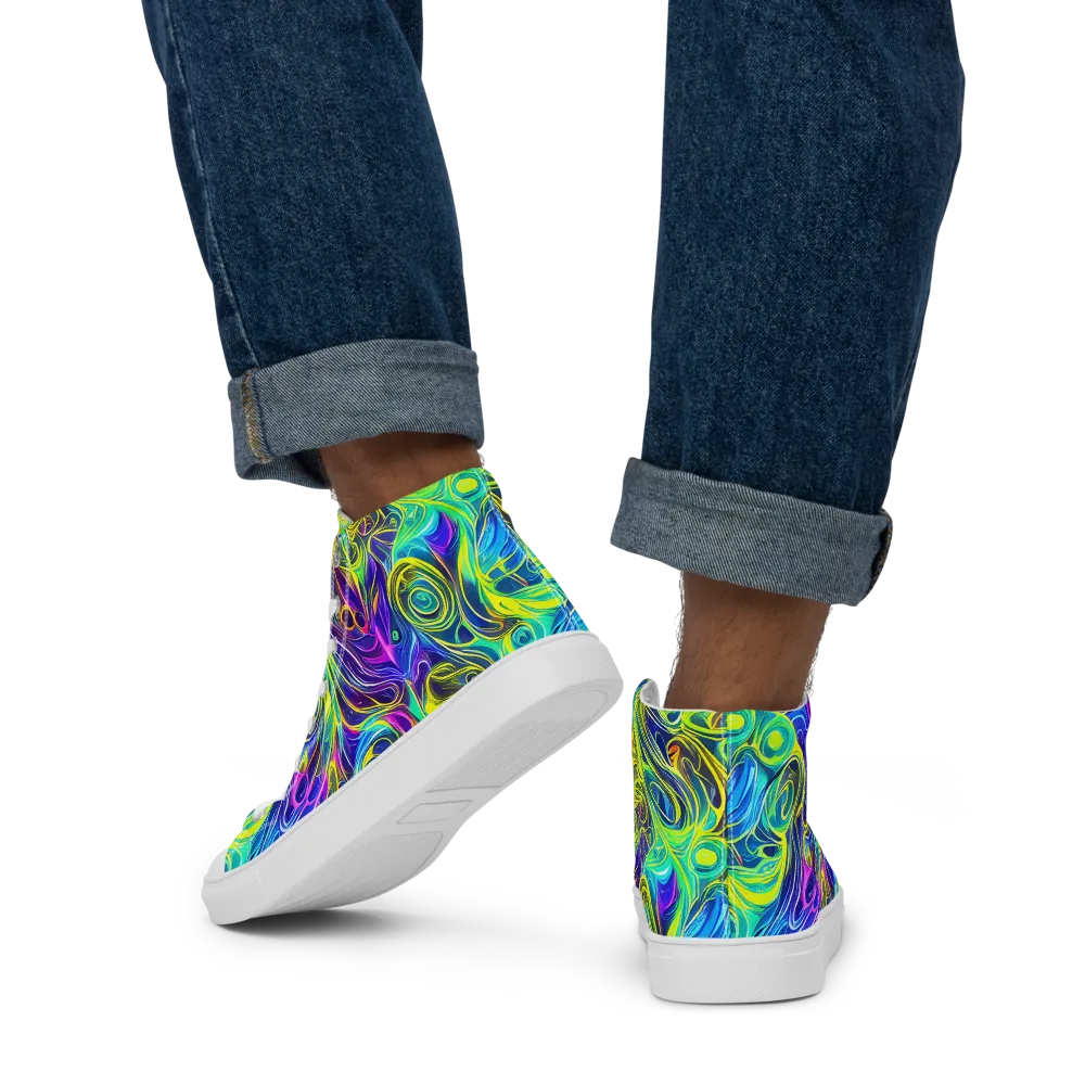 Kaleidoscope Rapture on Men's High Top Canvas Shoes — Back