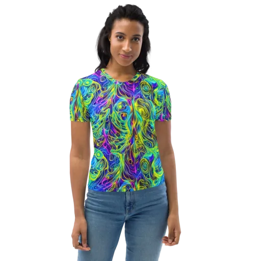 Kaleidoscope Rapture on a Women's Crew Neck T-Shirt
