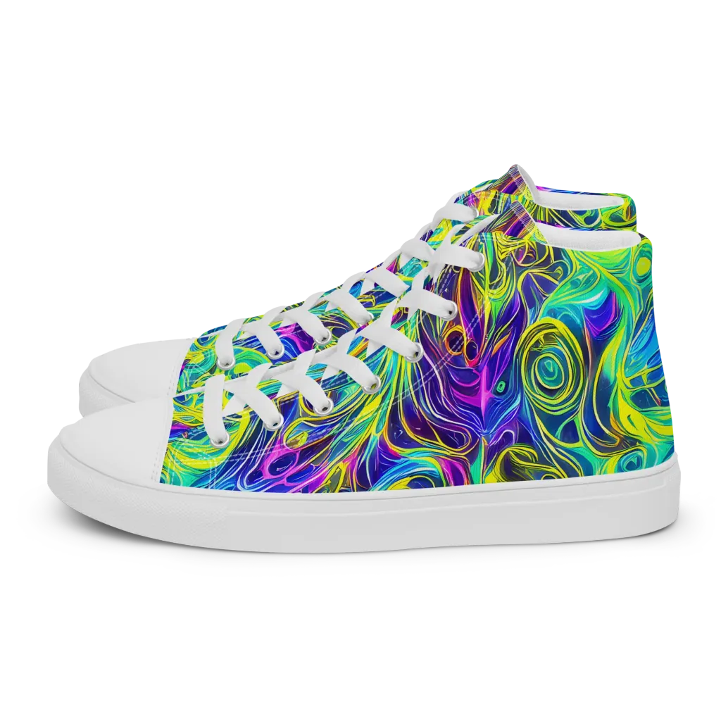 Kaleidoscope Rapture on Women's High Top Canvas Shoes — Left