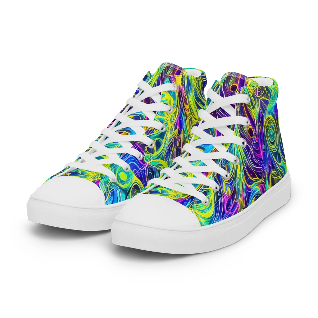 Kaleidoscope Rapture on Women's High Top Canvas Shoes — Left Front