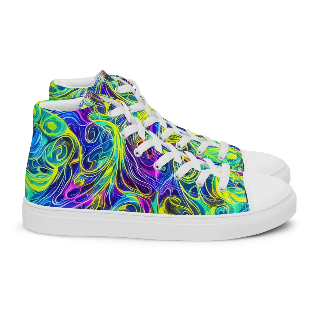 Kaleidoscope Rapture on Women's High Top Canvas Shoes — Right