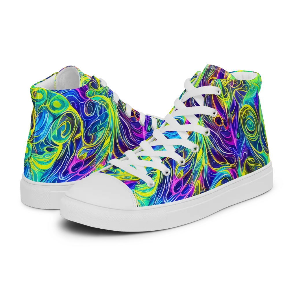 Kaleidoscope Rapture on Women's High Top Canvas Shoes — Left