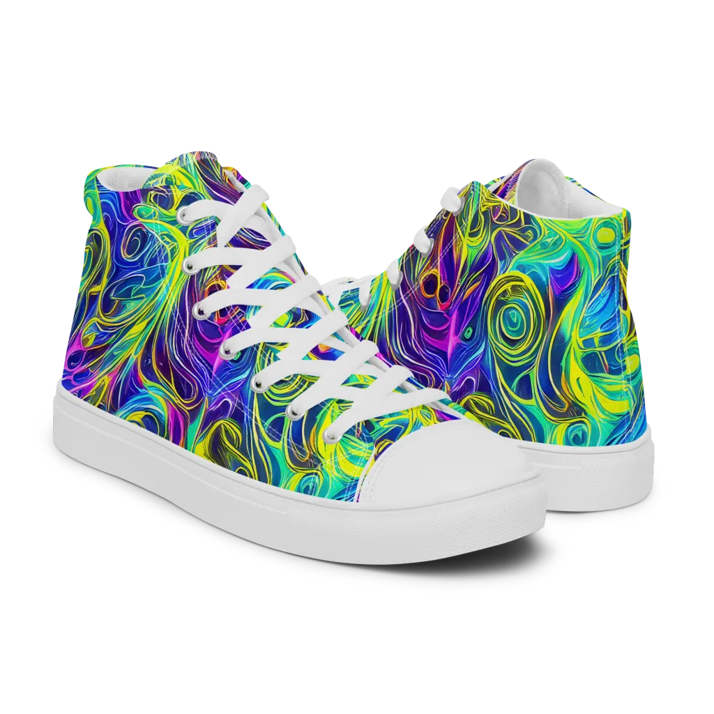 Kaleidoscope Rapture on Women's High Top Canvas Shoes — Right