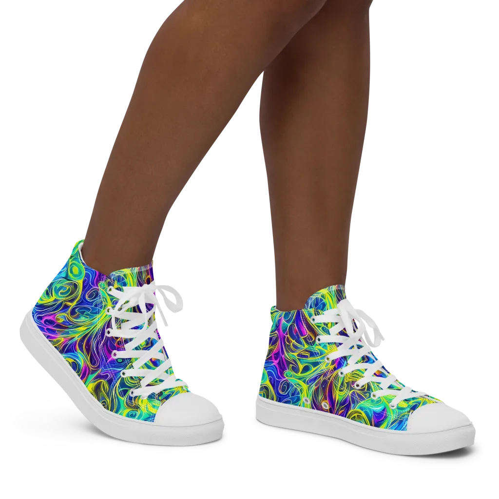 Kaleidoscope Rapture on Women's High Top Canvas Shoes — Right
