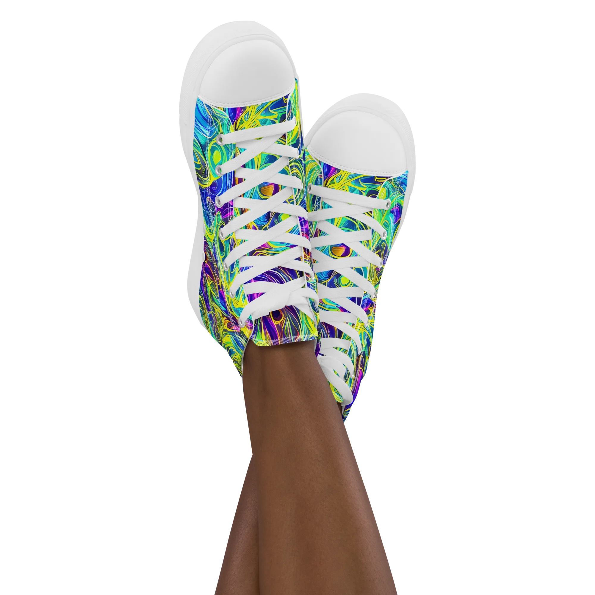 Kaleidoscope Rapture on Women's High Top Canvas Shoes — Front