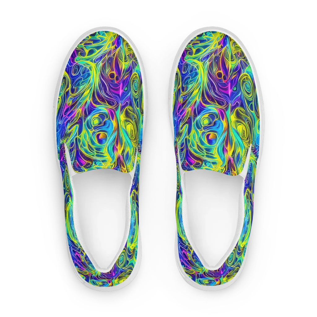 Kaleidoscope Rapture on Men's Slip-On Canvas Shoes — Front