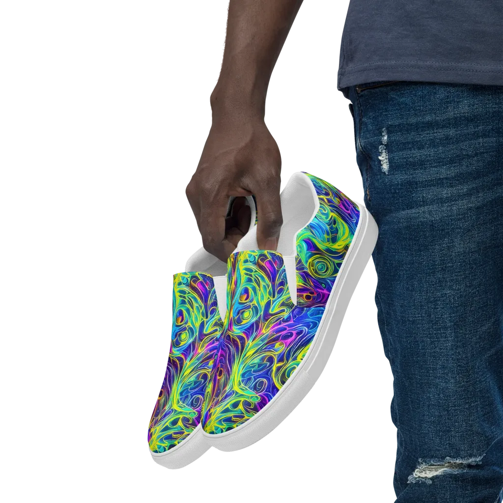 Kaleidoscope Rapture on Men's Slip-On Canvas Shoes — Left Front