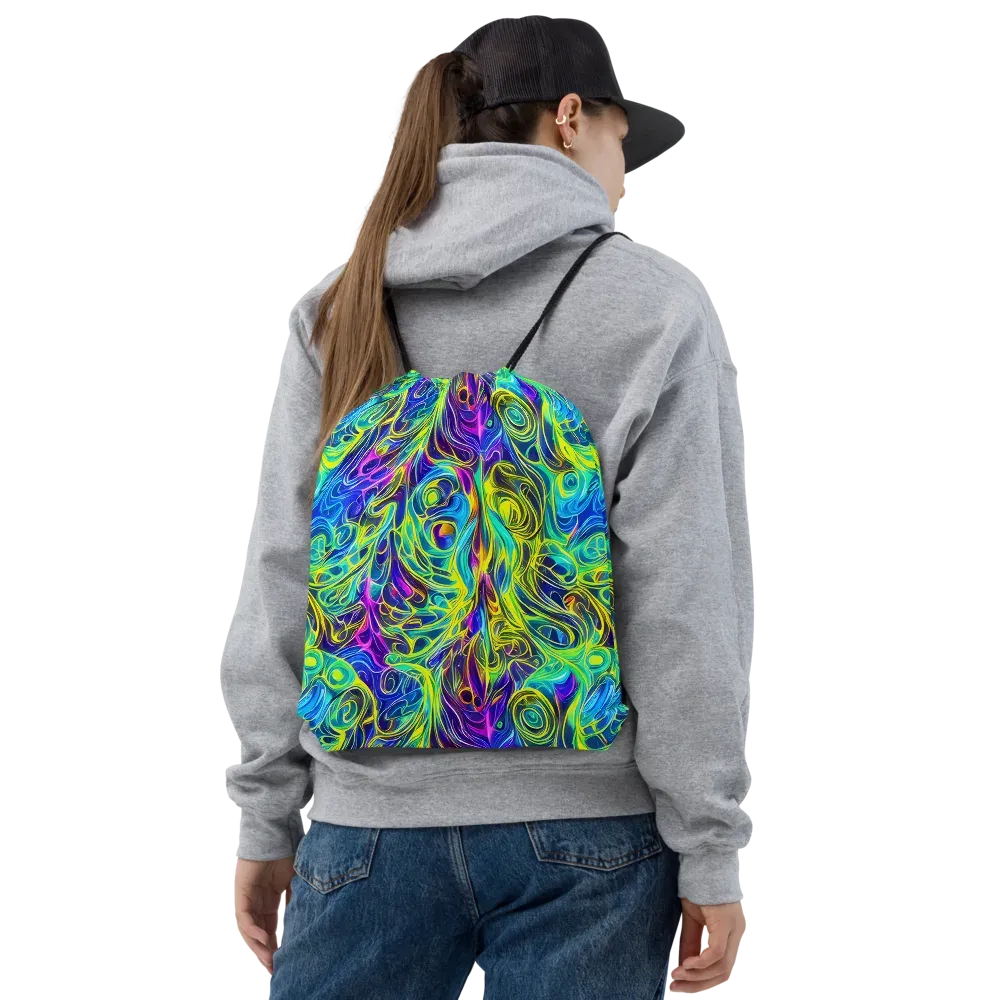 Kaleidoscope Rapture on Drawstring Bag — Front