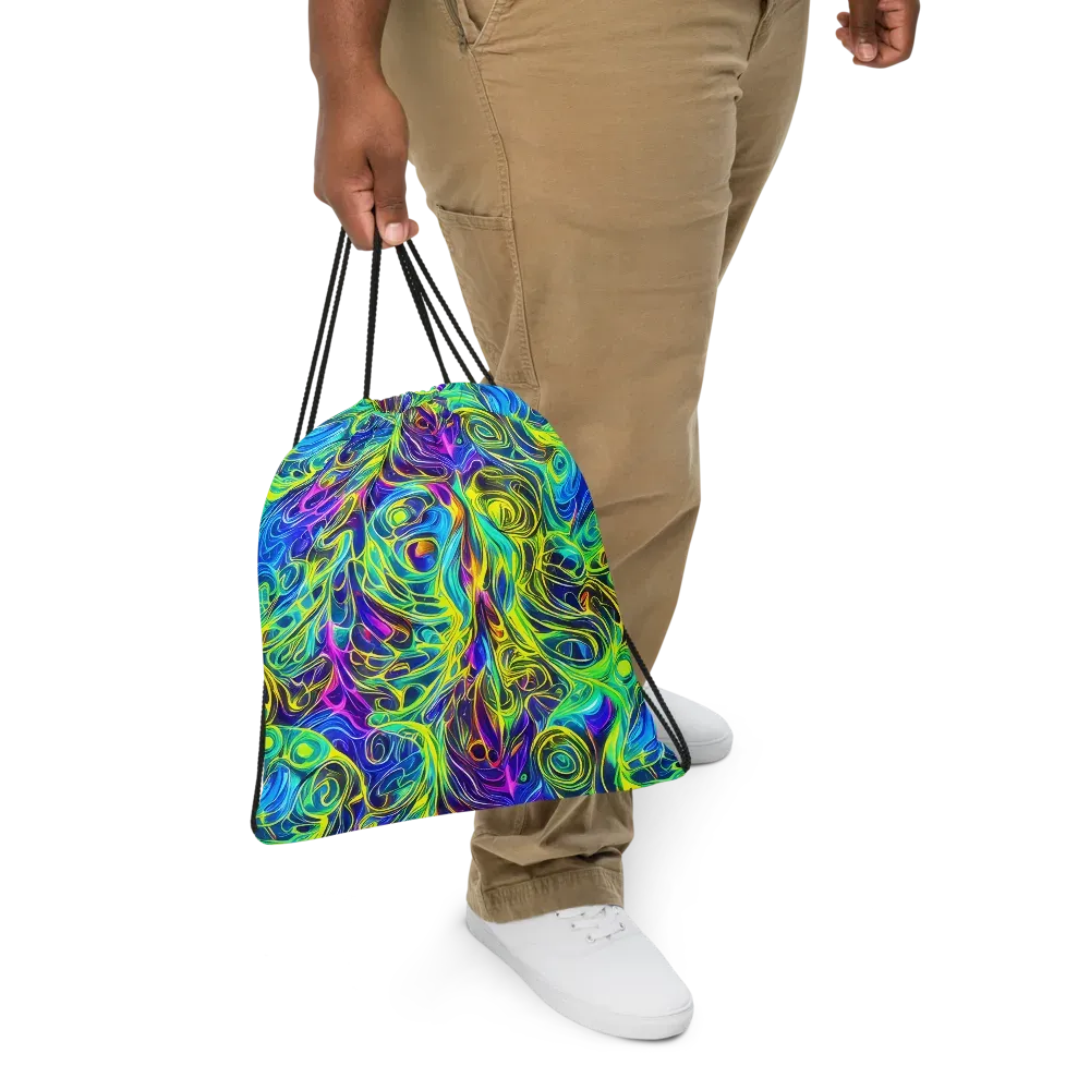 Kaleidoscope Rapture on Drawstring Bag — Front