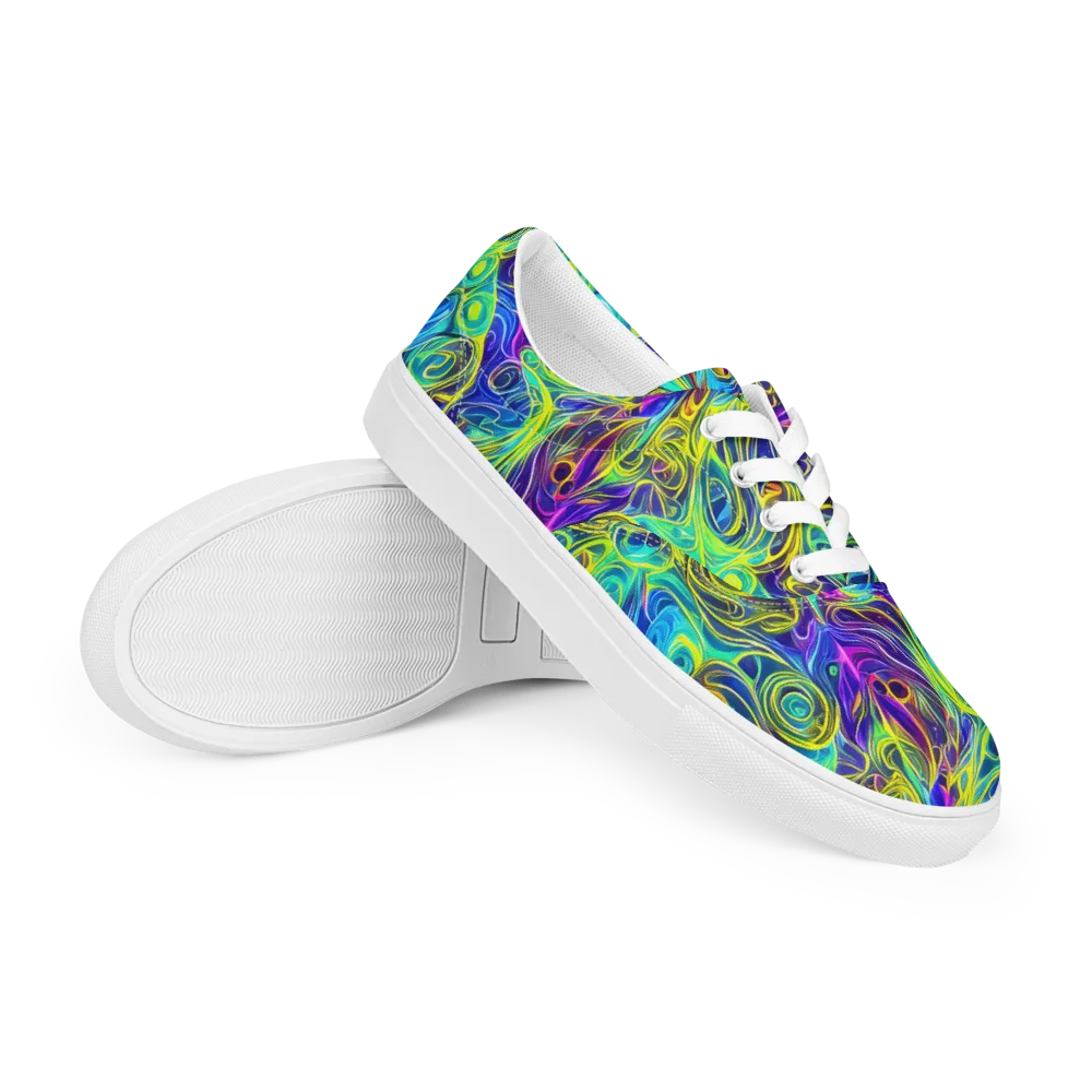 Kaleidoscope Rapture on Men's Lace-Up Canvas Shoes — Right Front
