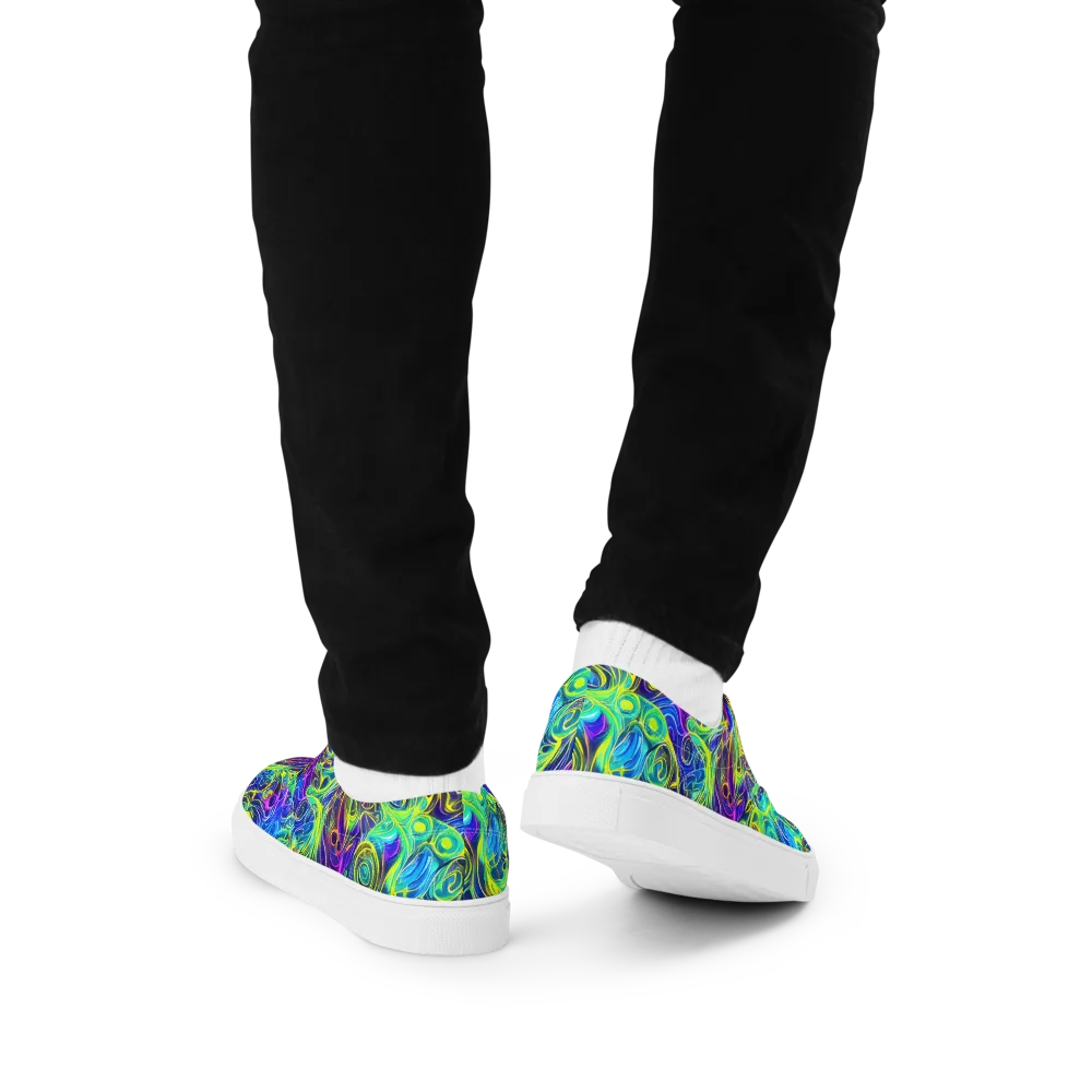 Kaleidoscope Rapture on Men's Lace-Up Canvas Shoes — Back