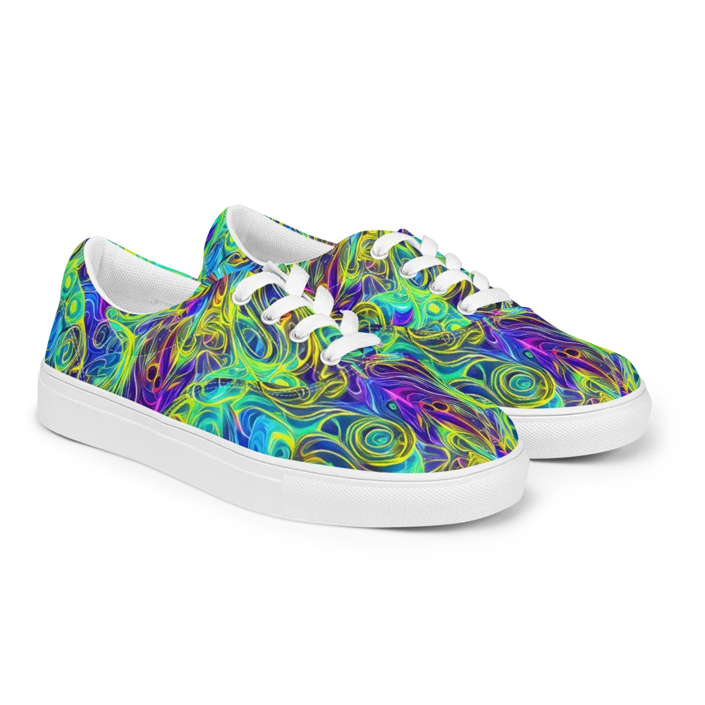 Kaleidoscope Rapture on Men's Lace-Up Canvas Shoes — Right Front