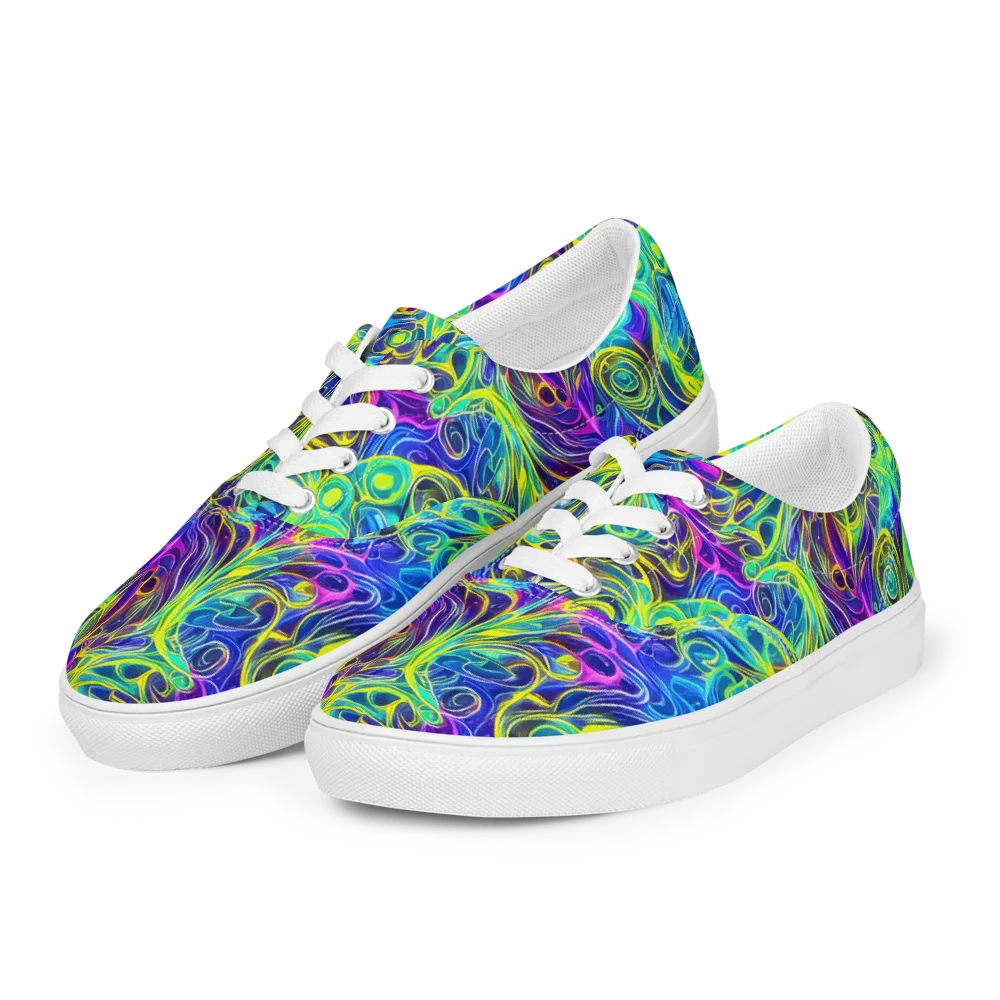 Kaleidoscope Rapture on Men's Lace-Up Canvas Shoes — Left Front