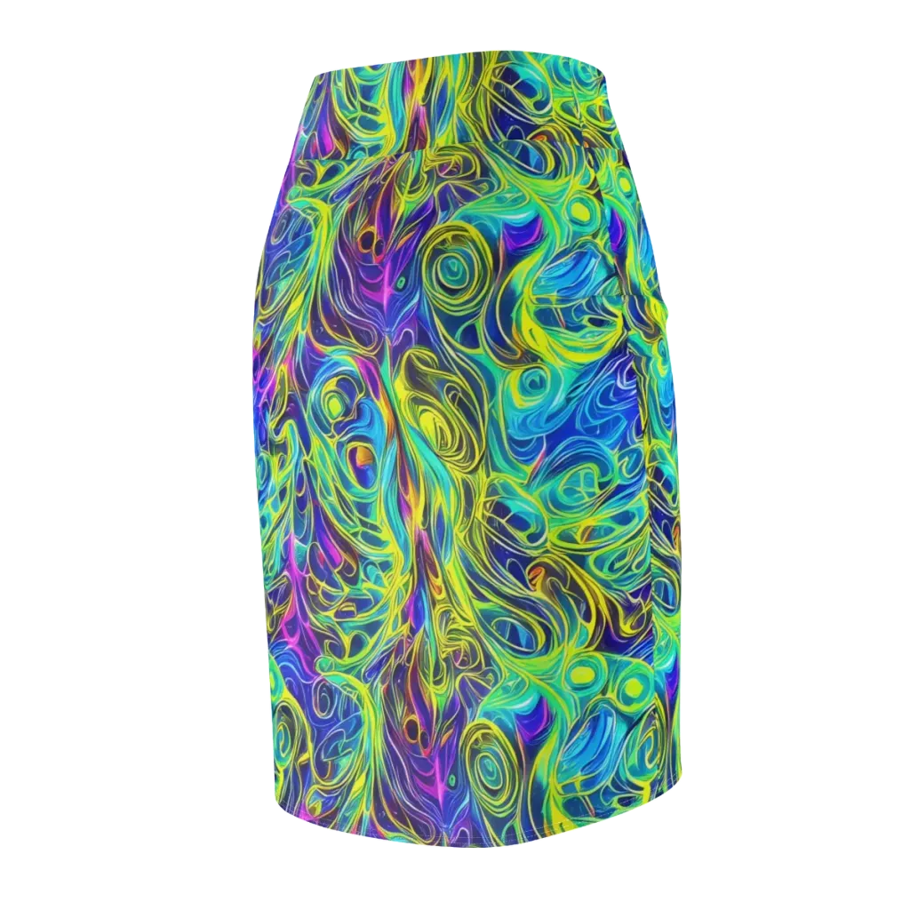 Kaleidoscope Rapture on Pencil Skirt — Back Side