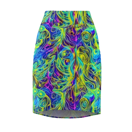 Kaleidoscope Rapture on a Pencil Skirt