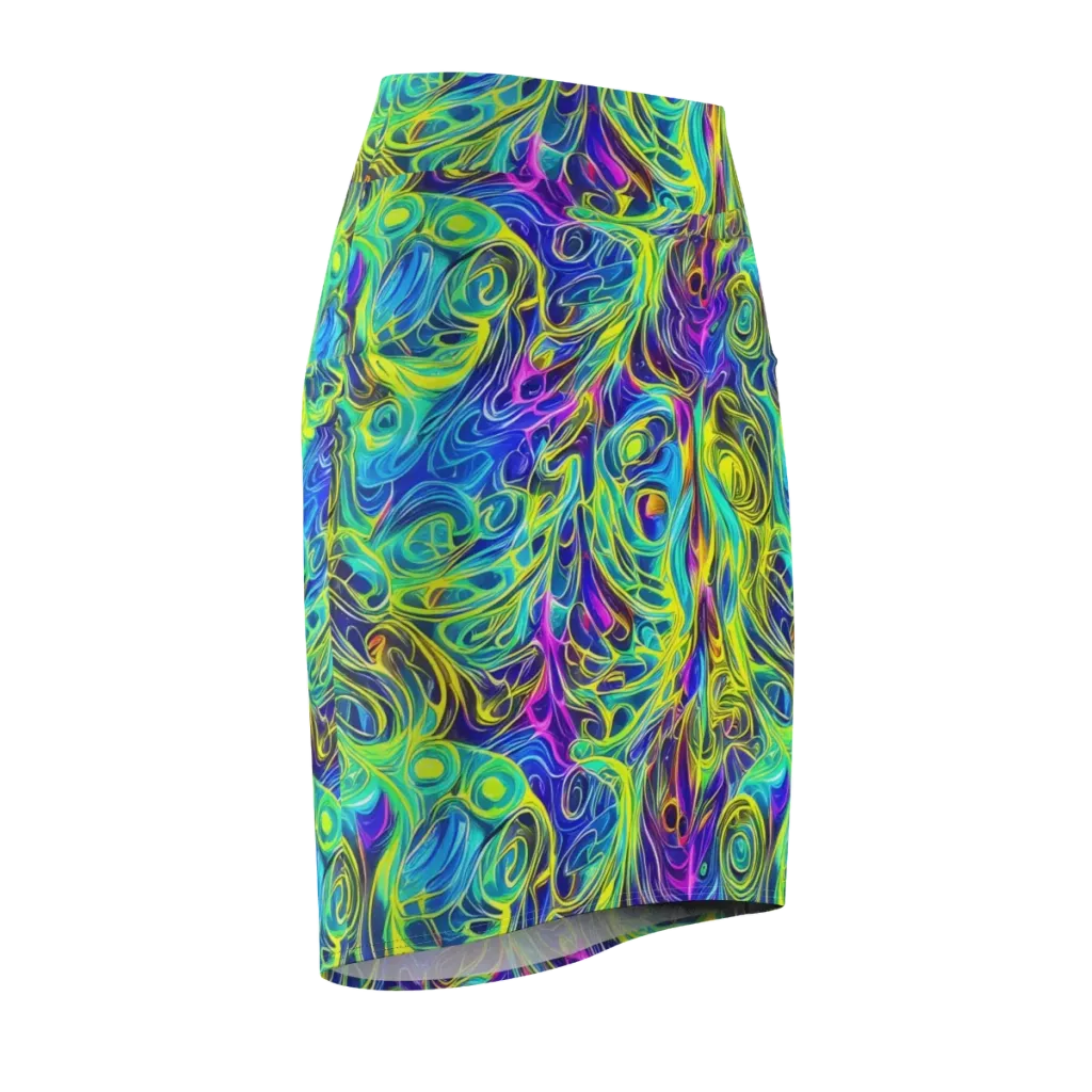 Kaleidoscope Rapture on Pencil Skirt — Front Side