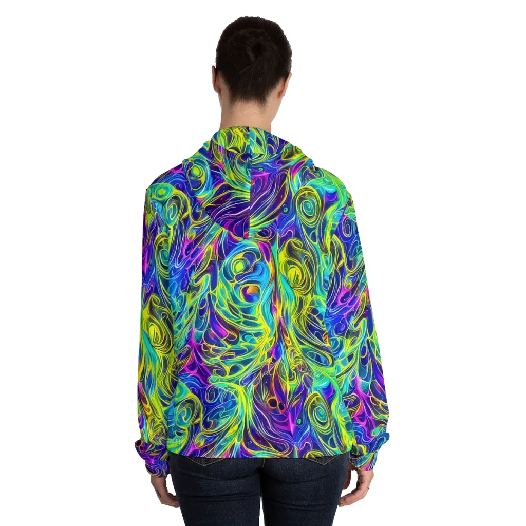 Kaleidoscope Rapture on Women's Full-Zip Hoodie — Back On Person