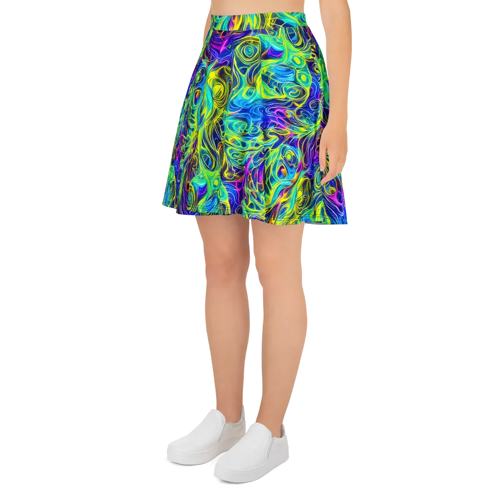 Kaleidoscope Rapture on Skater Skirt — Left