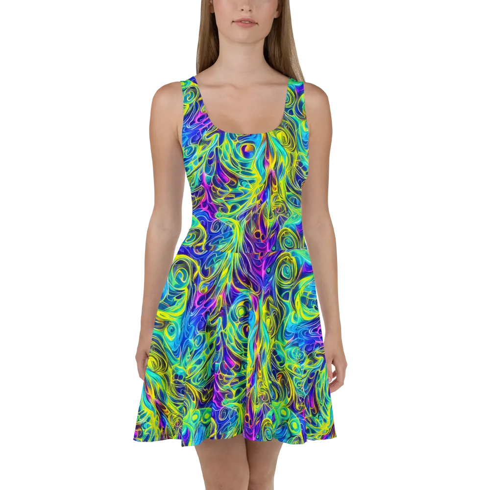 Kaleidoscope Rapture on Skater Dress — Front