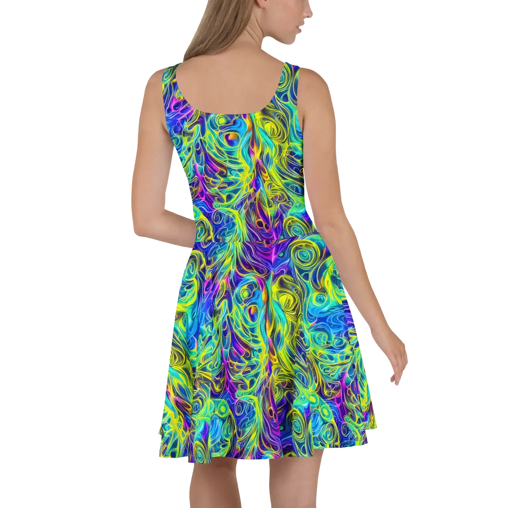 Kaleidoscope Rapture on Skater Dress — Back