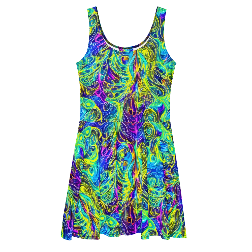 Kaleidoscope Rapture on Skater Dress — Front