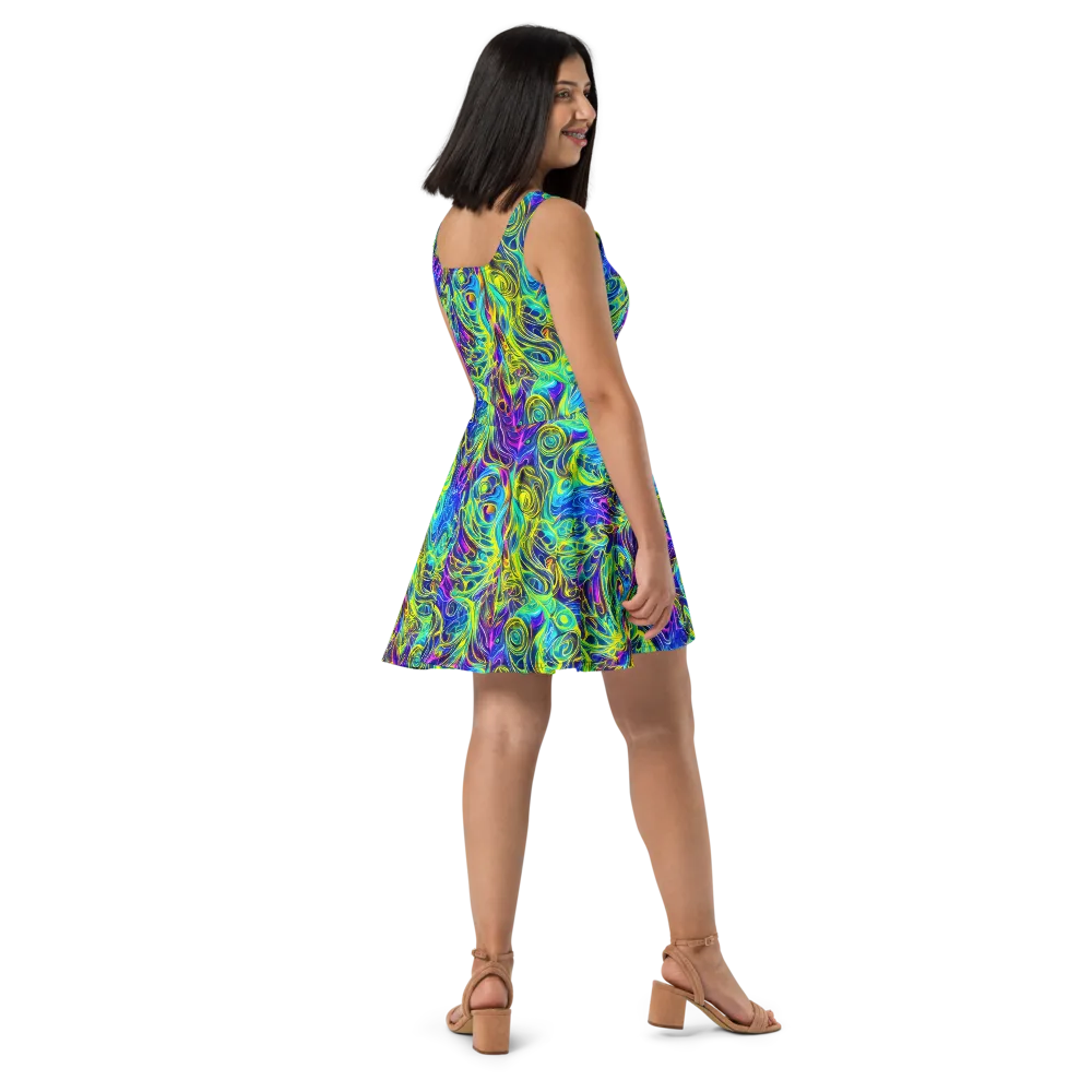 Kaleidoscope Rapture on Skater Dress — Right