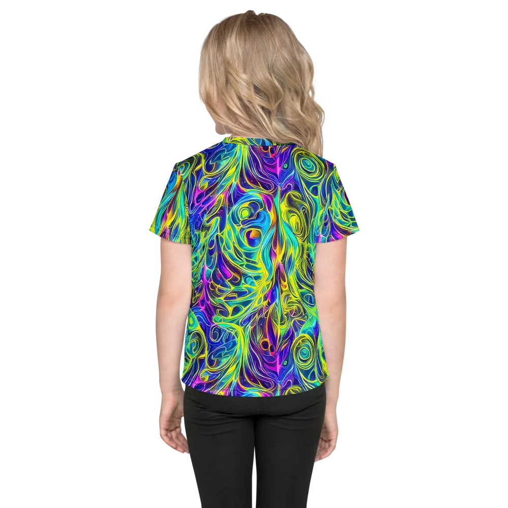 Kaleidoscope Rapture on Kids Crew Neck T-Shirt — Back